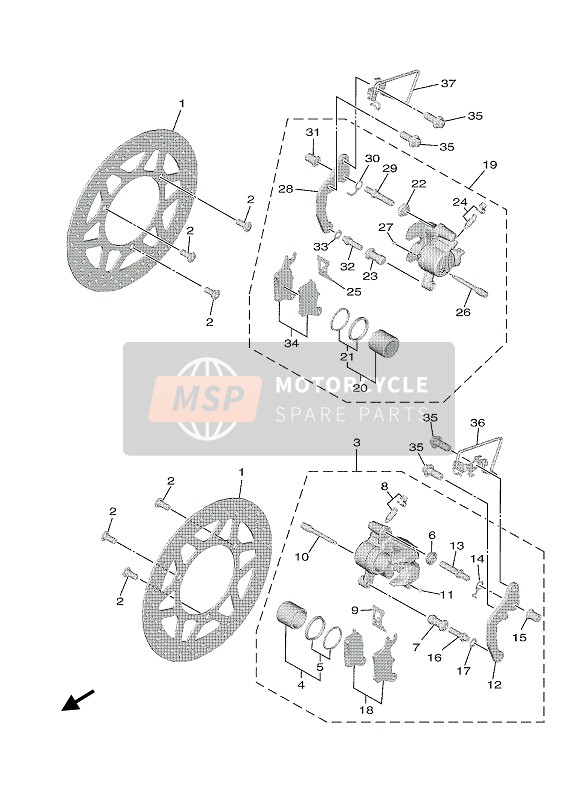 2CMF580U0000, Bremssattel Kompl.(R), Yamaha, 0